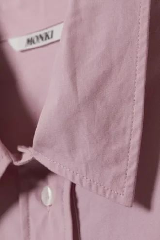 Oversized Long-Sleeved Cotton Shirt – Dusty Pink
