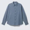 Oversized Long-Sleeved Denim Shirt – Blue Oversized Long-Sleeved Denim Shirt – Blue