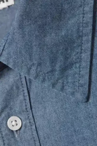 Oversized Long-Sleeved Denim Shirt – Blue Oversized Long-Sleeved Denim Shirt – Blue