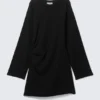 Oversized Long-Sleeved Mini Dress – Black Oversized Long-Sleeved Mini Dress – Black
