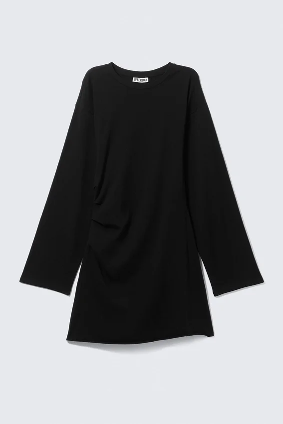 Oversized Long-Sleeved Mini Dress – Black Oversized Long-Sleeved Mini Dress – Black