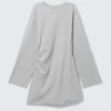 Oversized Long-Sleeved Mini Dress – Grey Melange Oversized Long-Sleeved Mini Dress – Grey Melange