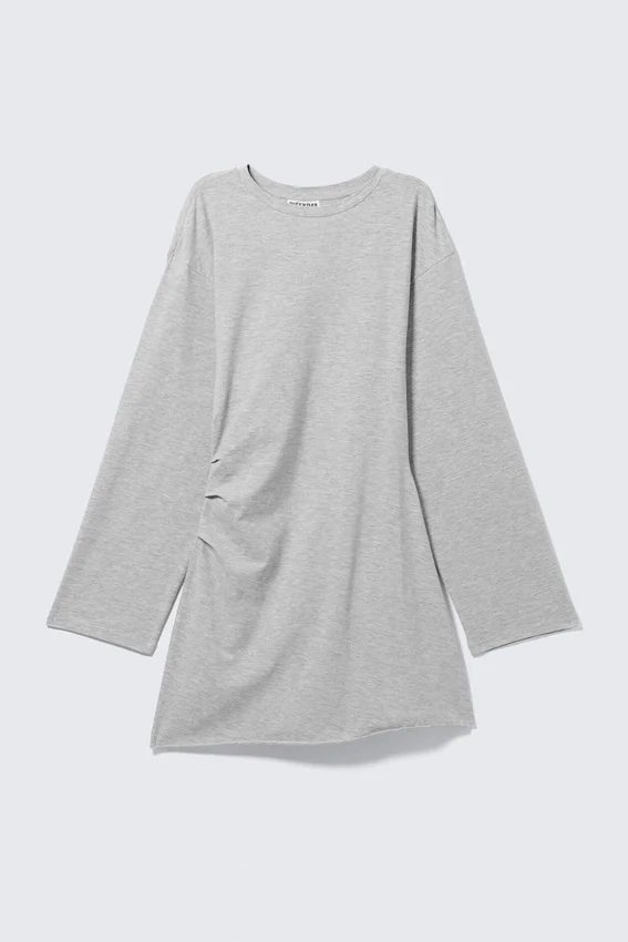 Oversized Long-Sleeved Mini Dress – Grey Melange Oversized Long-Sleeved Mini Dress – Grey Melange