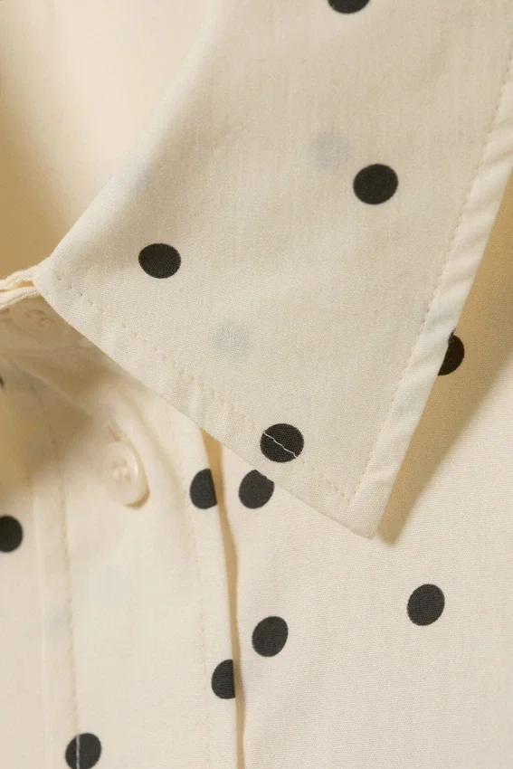 Oversized Long-Sleeved Shirt – Light Yellow – Dot Oversized Long-Sleeved Shirt – Light Yellow – Dot