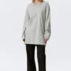 Oversized Long-Sleeved T-Shirt Dress – Grey Melange Oversized Long-Sleeved T-Shirt Dress – Grey Melange