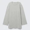 Oversized Long-Sleeved T-Shirt Dress – Grey Melange Oversized Long-Sleeved T-Shirt Dress – Grey Melange