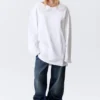 Oversized Long-Sleeved T-Shirt Dress – White Oversized Long-Sleeved T-Shirt Dress – White