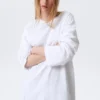 Oversized Long-Sleeved T-Shirt Dress – White Oversized Long-Sleeved T-Shirt Dress – White