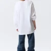 Oversized Long-Sleeved T-Shirt Dress – White Oversized Long-Sleeved T-Shirt Dress – White
