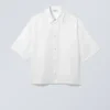 Oversized Organza Short Sleeve Shirt – White