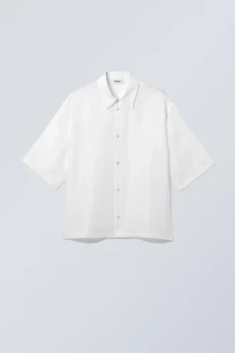 Oversized Organza Short Sleeve Shirt – White