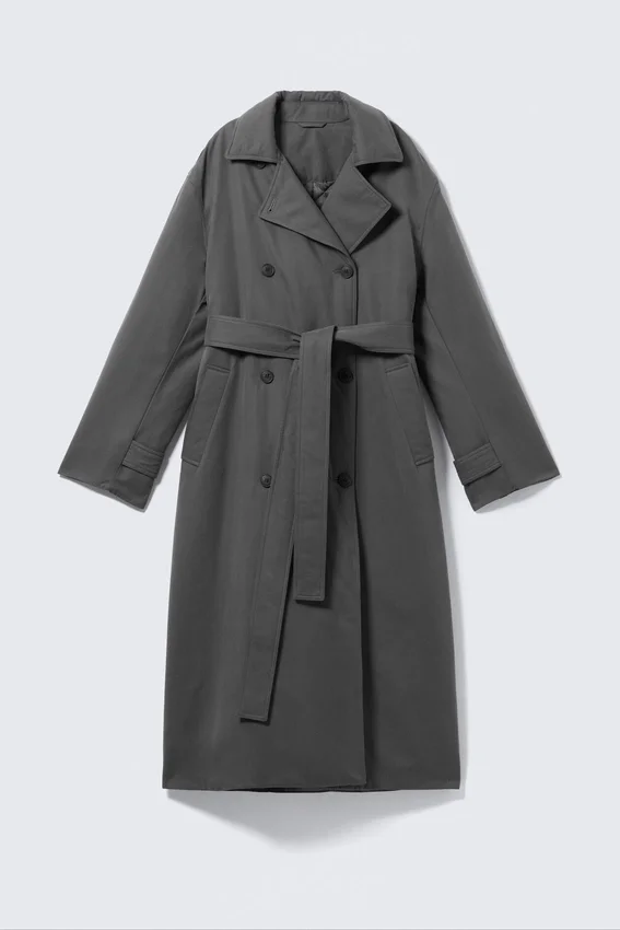 Oversized Padded Trench Coat – Dark Grey Oversized Padded Trench Coat – Dark Grey