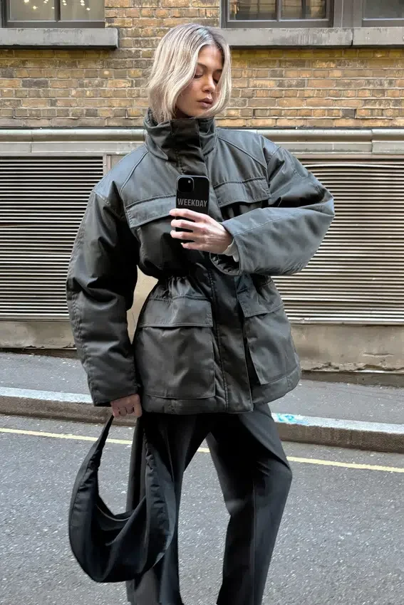 Oversized Padded Utility Jacket – Dark Grey Oversized Padded Utility Jacket – Dark Grey