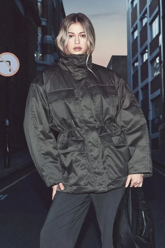 Oversized Padded Utility Jacket – Dark Grey Oversized Padded Utility Jacket – Dark Grey