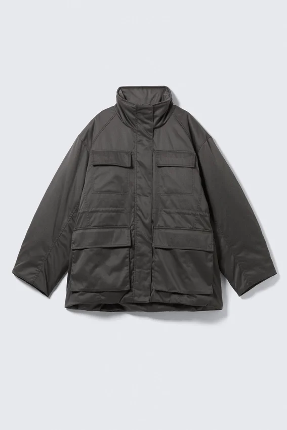 Oversized Padded Utility Jacket – Dark Grey Oversized Padded Utility Jacket – Dark Grey