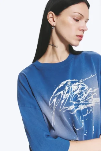 Oversized Printed T-Shirt – Blue