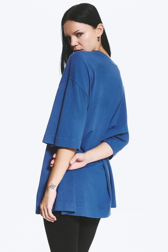 Oversized Printed T-Shirt – Blue Oversized Printed T-Shirt – Blue