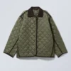 Oversized Quilted Liner Jacket – Dark Khaki Green Oversized Quilted Liner Jacket – Dark Khaki Green