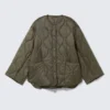 Oversized Quilted Liner Jacket – Dark Khaki Green Oversized Quilted Liner Jacket – Dark Khaki Green