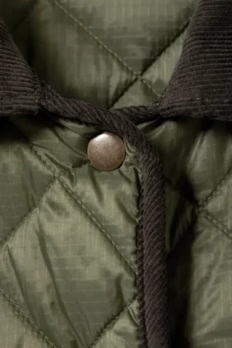 Oversized Quilted Liner Jacket – Dark Khaki Green