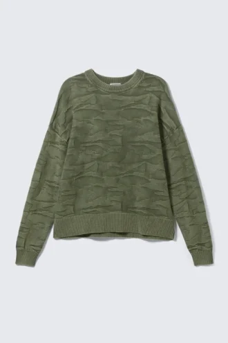 Oversized Ribbed Sweater – Structured Dark Green