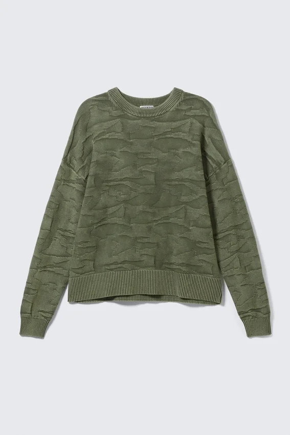 Oversized Ribbed Sweater – Structured Dark Green Oversized Ribbed Sweater – Structured Dark Green