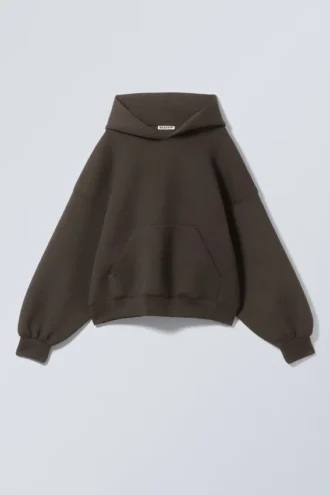 Oversized Scuba Hoodie – Dark Brown