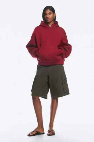 Oversized Scuba Hoodie – Dark Red