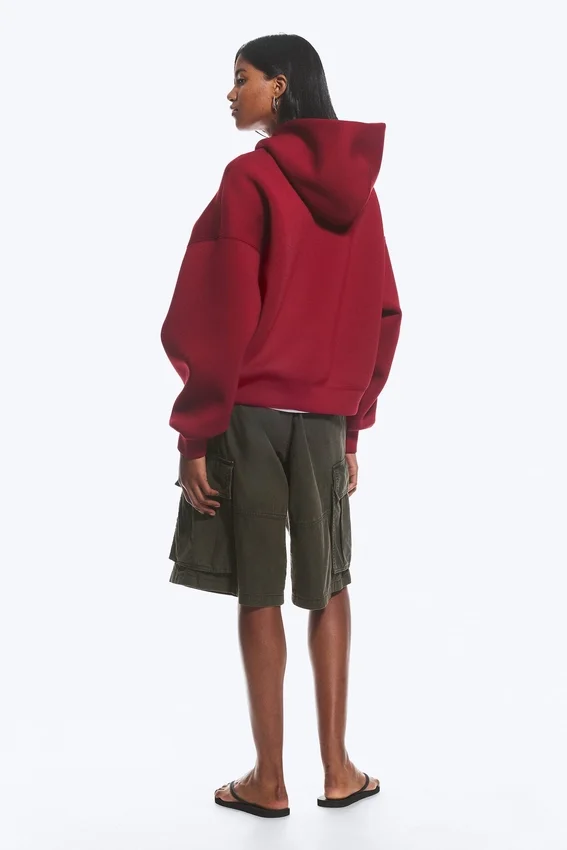Oversized Scuba Hoodie – Dark Red Oversized Scuba Hoodie – Dark Red