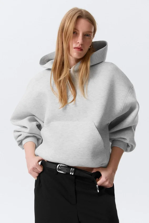 Oversized Scuba Hoodie – Grey Melange Oversized Scuba Hoodie – Grey Melange