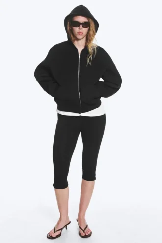 Oversized Scuba Zip-Hoodie – Black