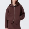 Oversized Scuba Zip-Hoodie – Burgundy Oversized Scuba Zip-Hoodie – Burgundy
