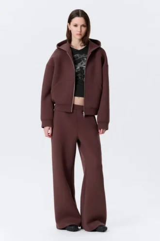 Oversized Scuba Zip-Hoodie – Burgundy