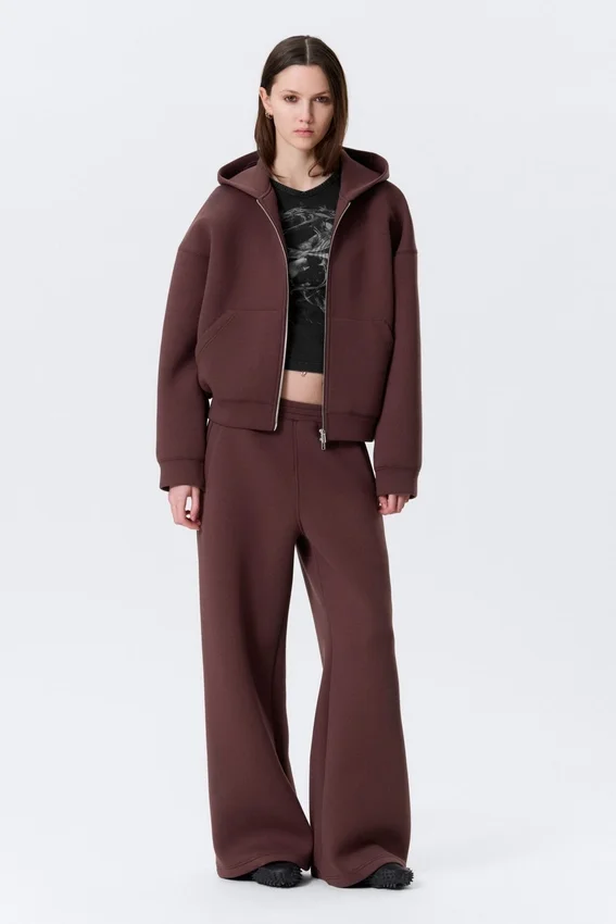 Oversized Scuba Zip-Hoodie – Burgundy Oversized Scuba Zip-Hoodie – Burgundy