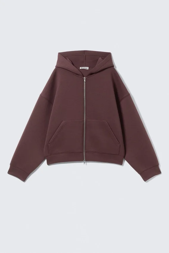 Oversized Scuba Zip-Hoodie – Burgundy Oversized Scuba Zip-Hoodie – Burgundy