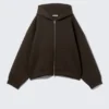 Oversized Scuba Zip-Hoodie – Dark Brown Oversized Scuba Zip-Hoodie – Dark Brown