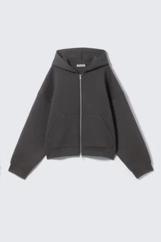 Oversized Scuba Zip-Hoodie – Dark Grey