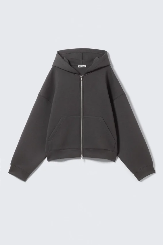 Oversized Scuba Zip-Hoodie – Dark Grey Oversized Scuba Zip-Hoodie – Dark Grey