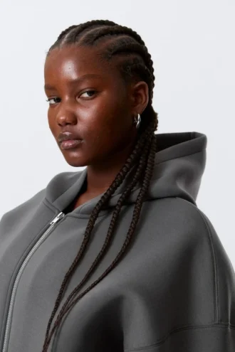 Oversized Scuba Zip-Hoodie – Dark Grey