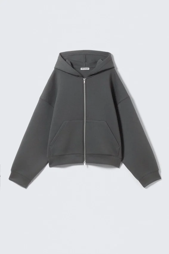 Oversized Scuba Zip-Hoodie – Dark Grey Oversized Scuba Zip-Hoodie – Dark Grey