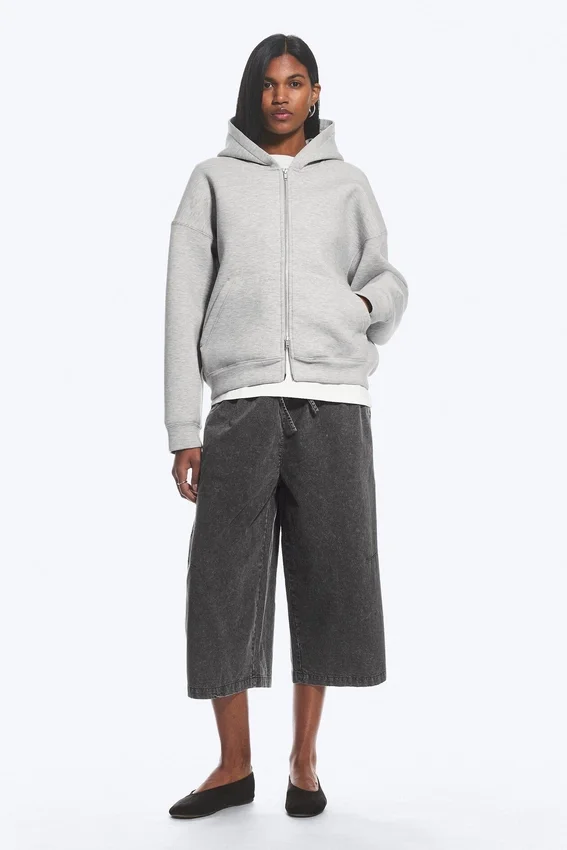 Oversized Scuba Zip-Hoodie – Grey Melange Oversized Scuba Zip-Hoodie – Grey Melange