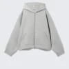 Oversized Scuba Zip-Hoodie – Grey Melange Oversized Scuba Zip-Hoodie – Grey Melange