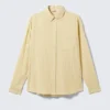 Oversized Seersucker Button Down Shirt – Light Yellow Oversized Seersucker Button Down Shirt – Light Yellow