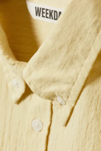 Oversized Seersucker Button Down Shirt – Light Yellow Oversized Seersucker Button Down Shirt – Light Yellow