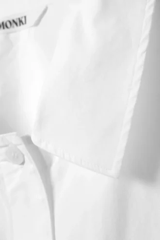 Oversized Short-Sleeved Cotton Poplin Shirt – White