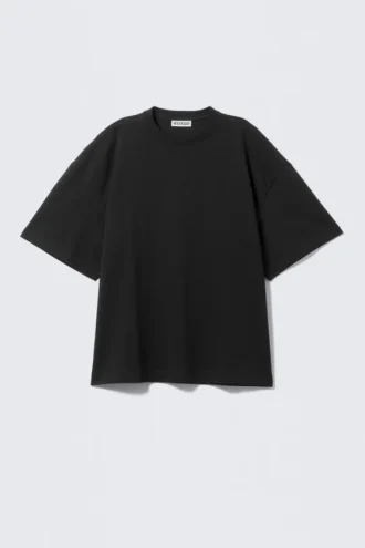 Oversized Short-Sleeved Cotton T-Shirt – Black
