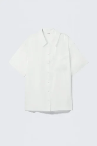 Oversized Short-Sleeved Organza Shirt – Mint