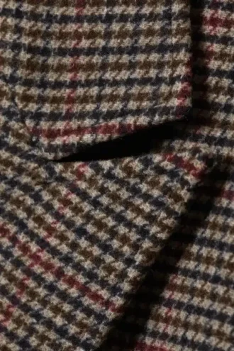 Oversized Single-Breasted Wool Blend Coat – Beige Multi Check