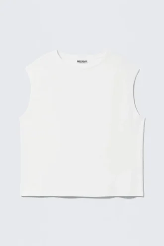 Oversized Sleeveless Tank Top – White