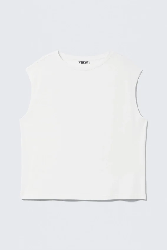 Oversized Sleeveless Tank Top – White Oversized Sleeveless Tank Top – White